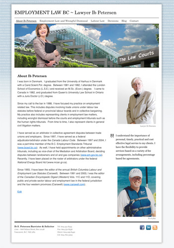 employmentlawbc.com - Wordpress based content management system (CMS) site and blog